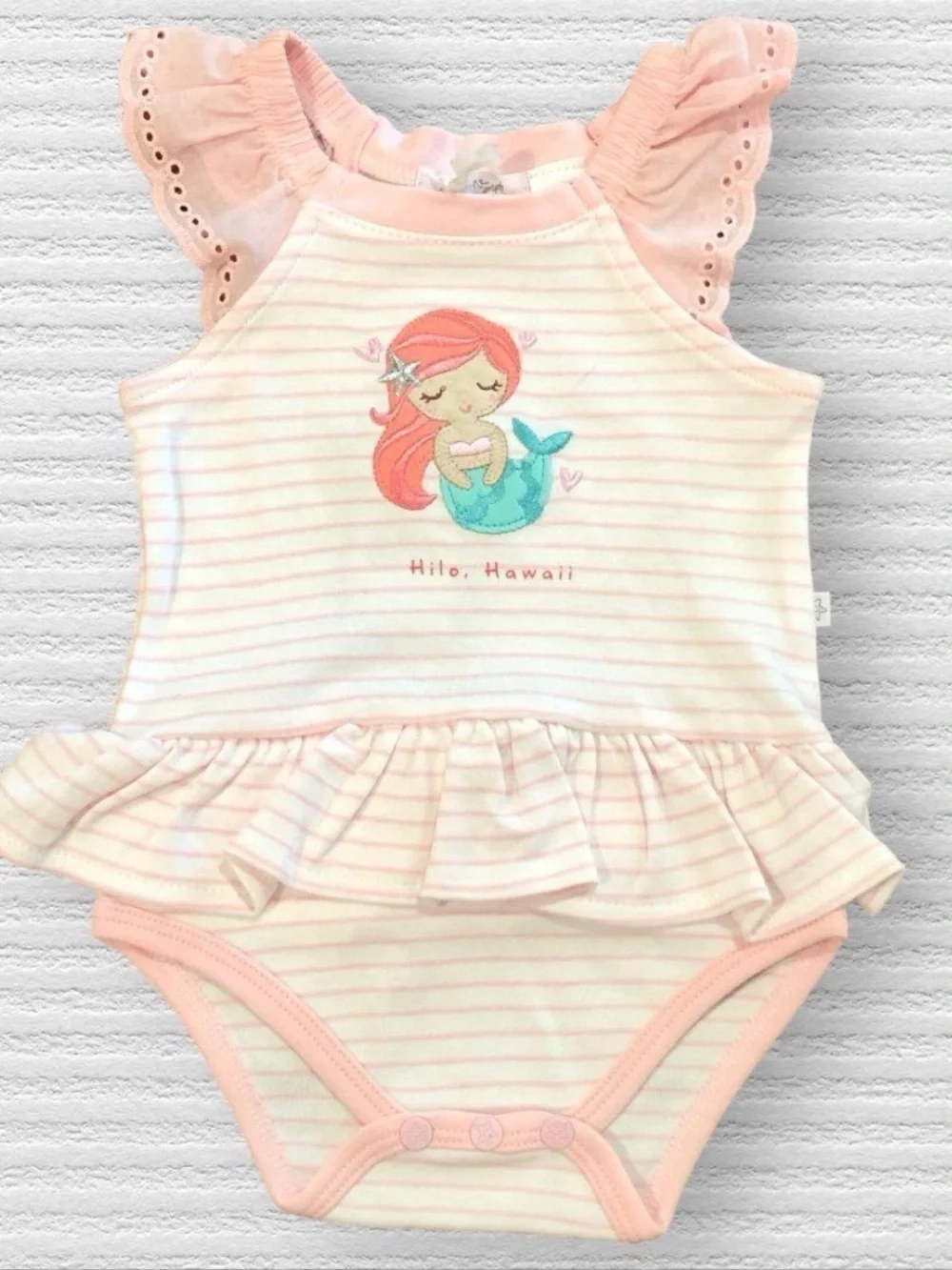 Baby Girl Mermaid Bubble Romper 0-3M Pink Ruffle Beach Coastal Hawaii NWT
